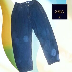 Zara Wide Leg Drawstring Relaxed Denim Pants